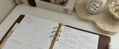 Diary calendar organiser planner on a table