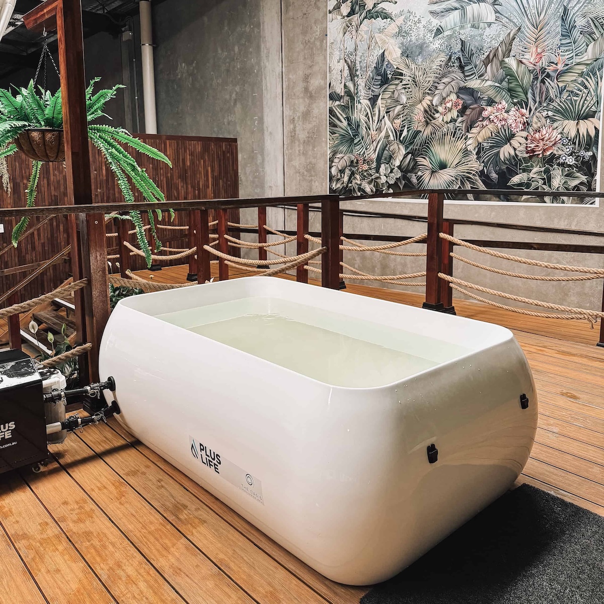 Ice bath setup at Oasis Spa bathhouse