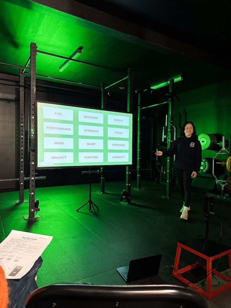 Coach presenting Nutrition Workshop at Habitat Gym to support long-term healthy habits